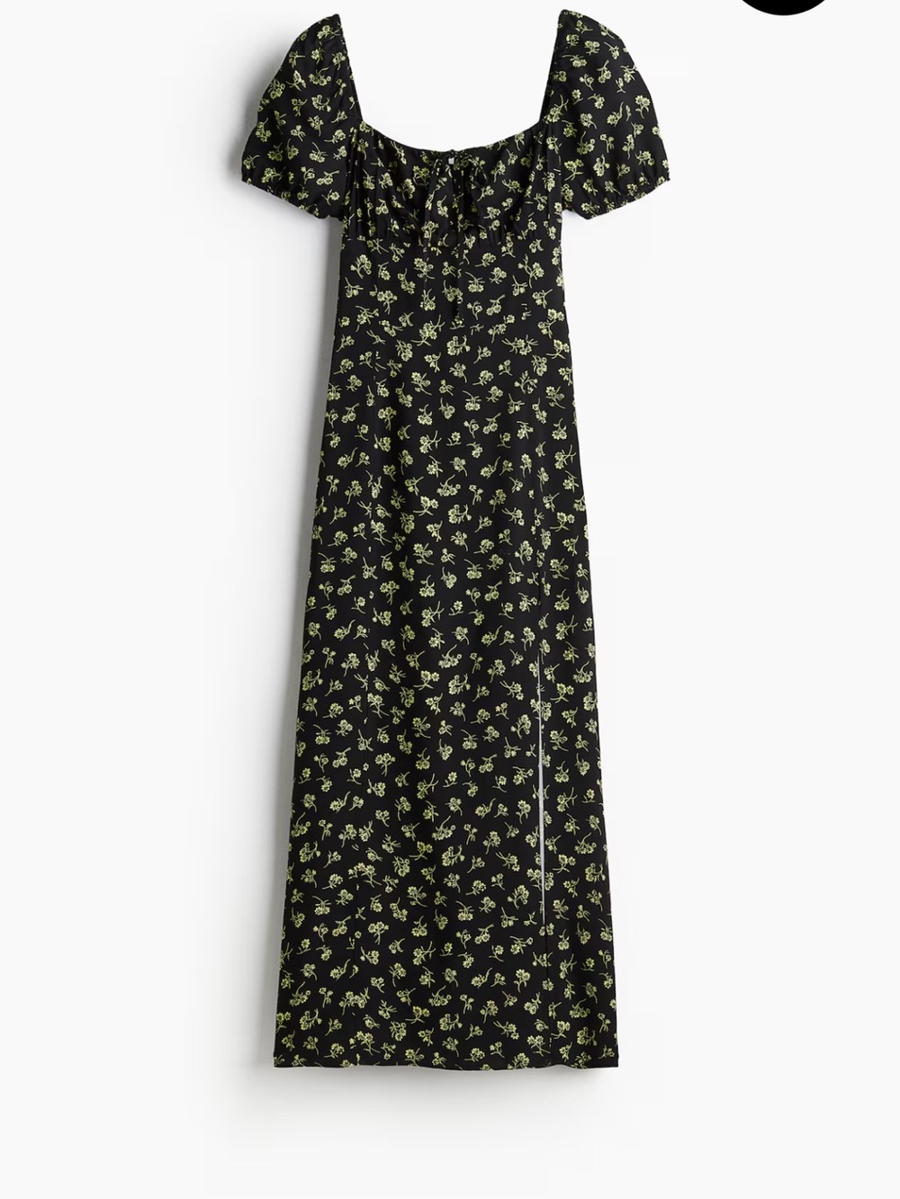 H&M Black Maxi Dress with Lime Green Floral Print